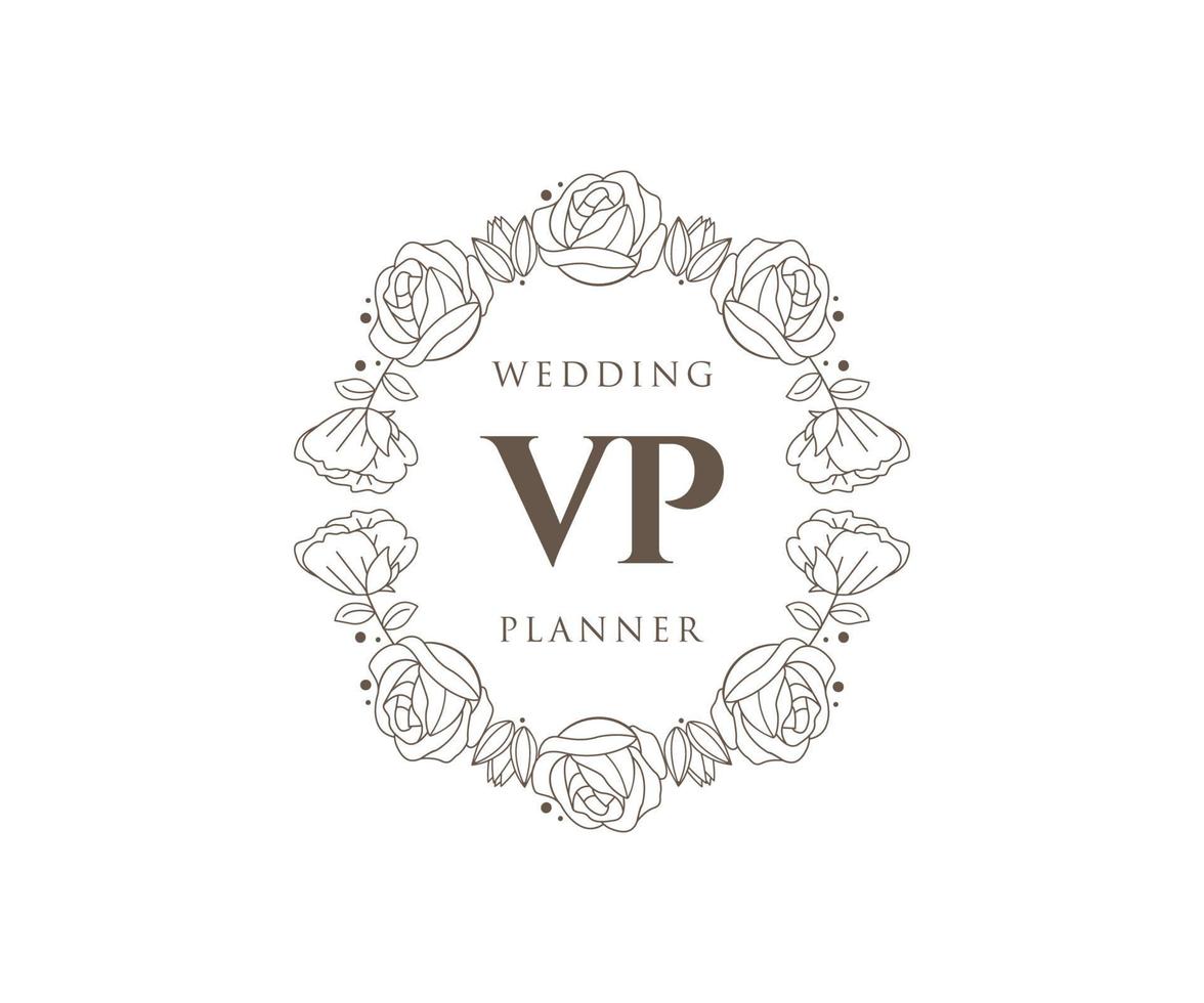 VP Initials letter Wedding monogram logos collection, hand drawn modern minimalistic and floral templates for Invitation cards, Save the Date, elegant identity for restaurant, boutique, cafe in vector