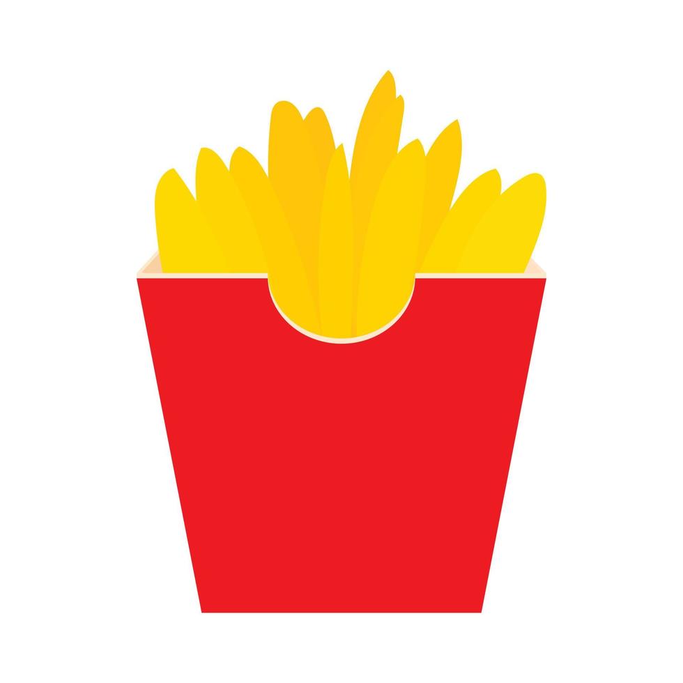 French fries potato in red paper box icon vector