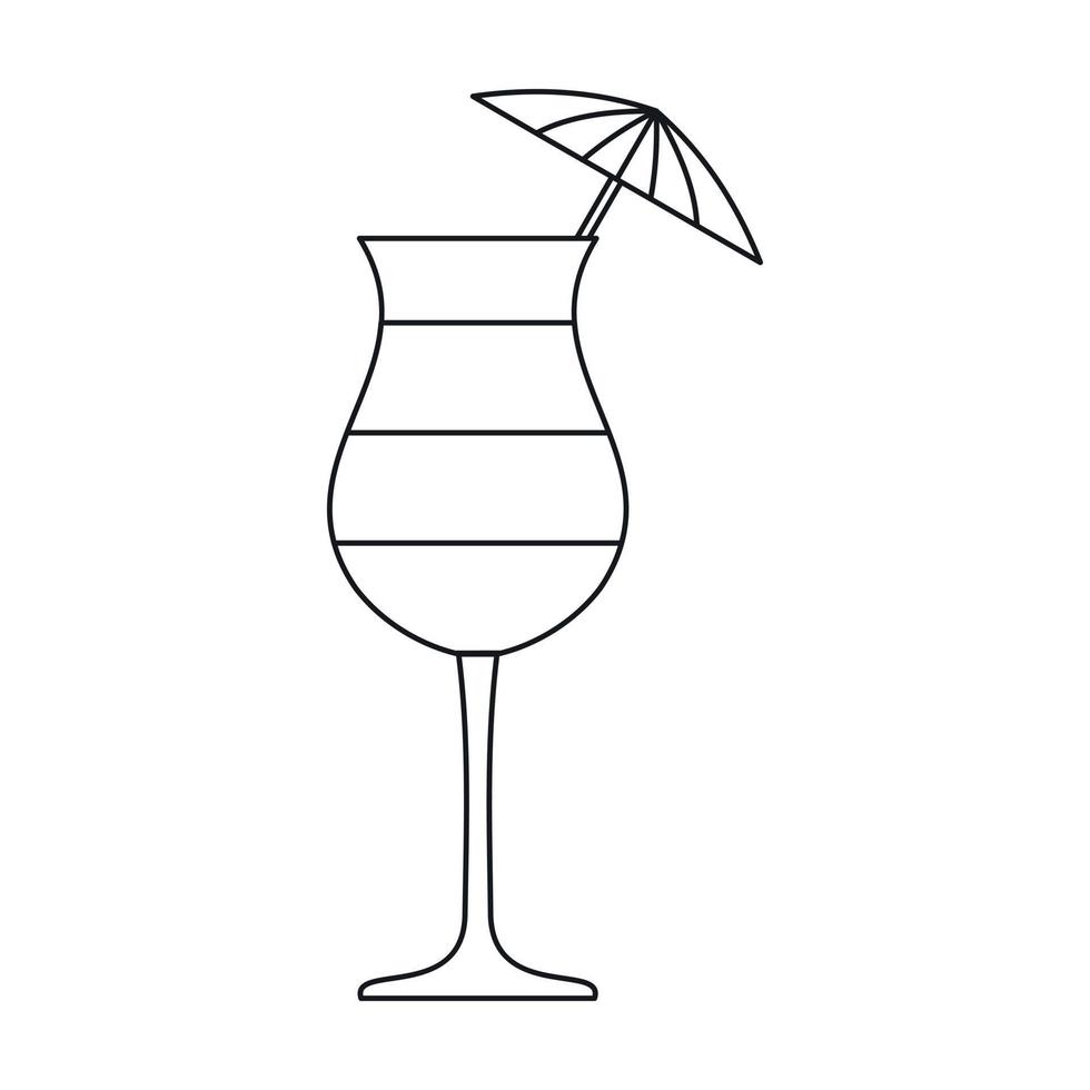 Layered cocktail with umbrella icon vector