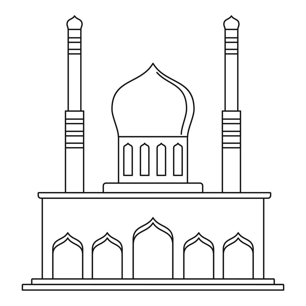 icono del templo islámico, estilo de esquema vector