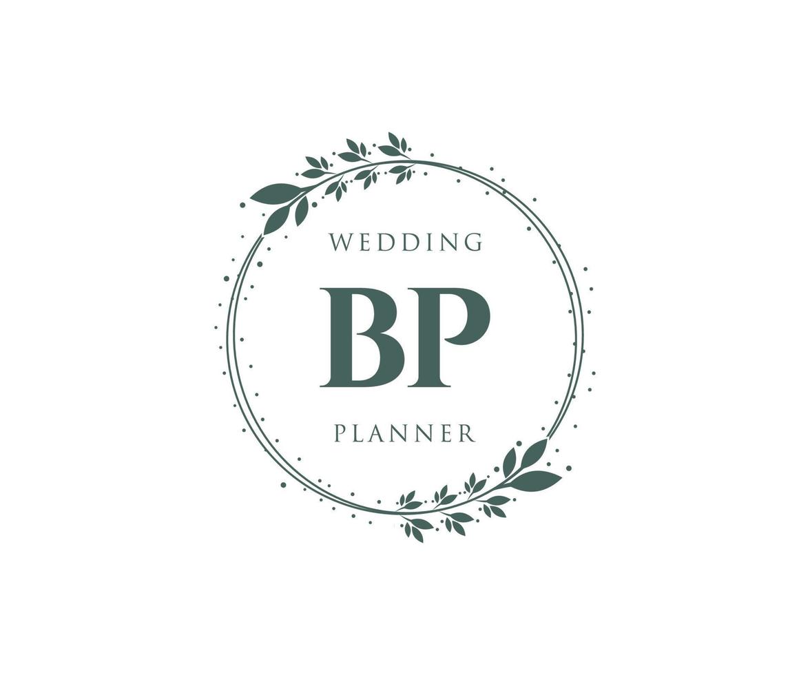 BP Initials letter Wedding monogram logos collection, hand drawn modern minimalistic and floral templates for Invitation cards, Save the Date, elegant identity for restaurant, boutique, cafe in vector