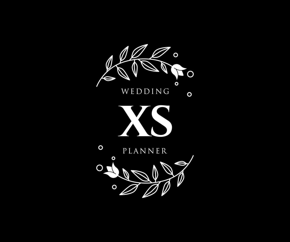 XS Initials letter Wedding monogram logos collection, hand drawn modern minimalistic and floral templates for Invitation cards, Save the Date, elegant identity for restaurant, boutique, cafe in vector
