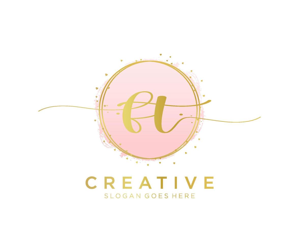 Initial FT feminine logo. Usable for Nature, Salon, Spa, Cosmetic and Beauty Logos. Flat Vector Logo Design Template Element.