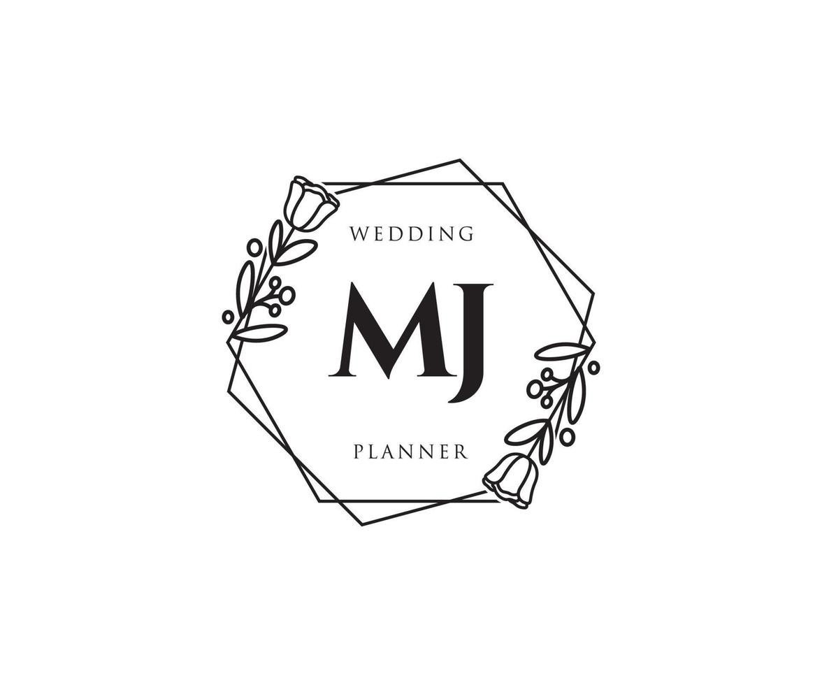 Initial MJ feminine logo. Usable for Nature, Salon, Spa, Cosmetic and Beauty Logos. Flat Vector Logo Design Template Element.