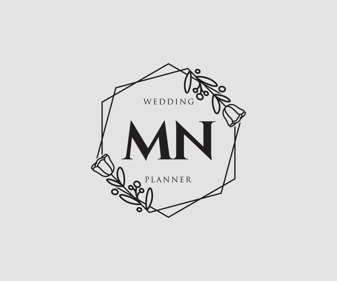 Initial MN feminine logo. Usable for Nature, Salon, Spa, Cosmetic and Beauty Logos. Flat Vector Logo Design Template Element.