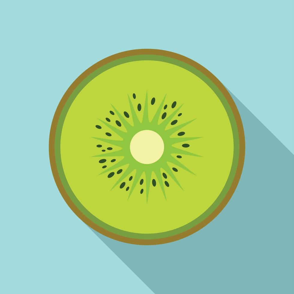 la mitad del icono de kiwi, estilo plano vector