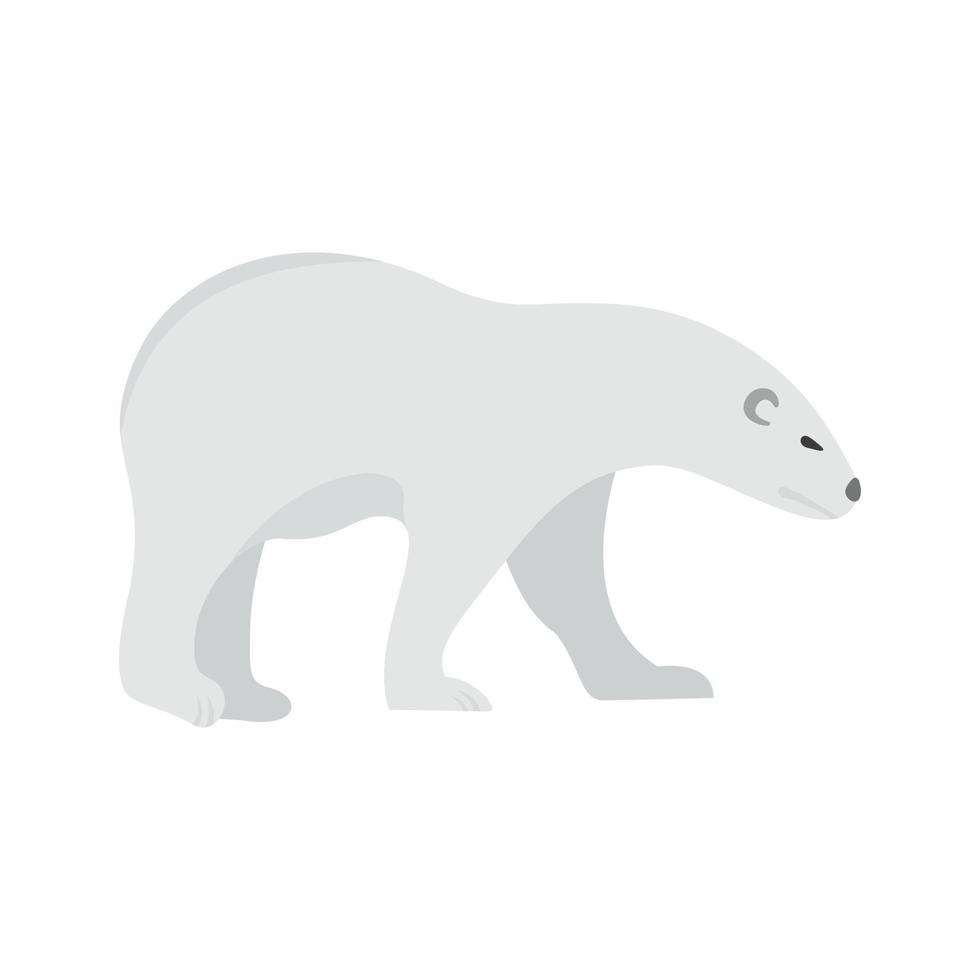 Walk of polar bear icon, flat style vector