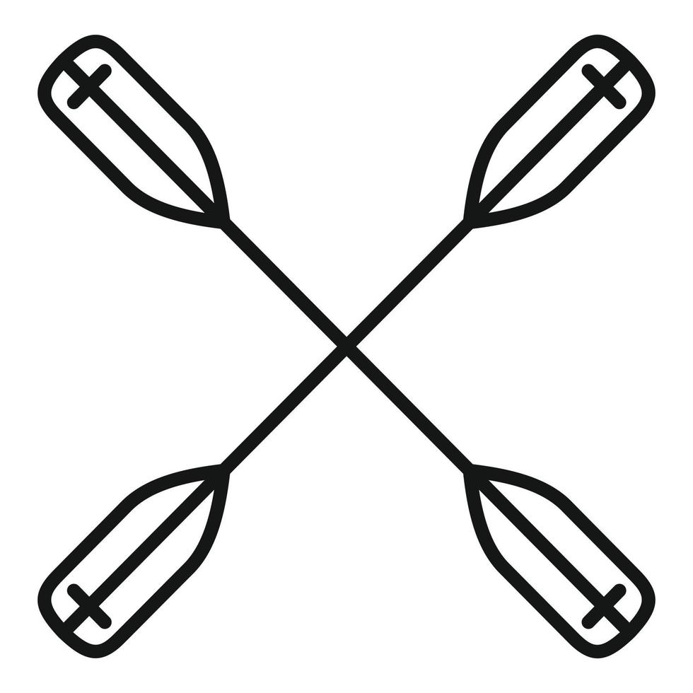 Crossed kayak paddle icon, outline style vector