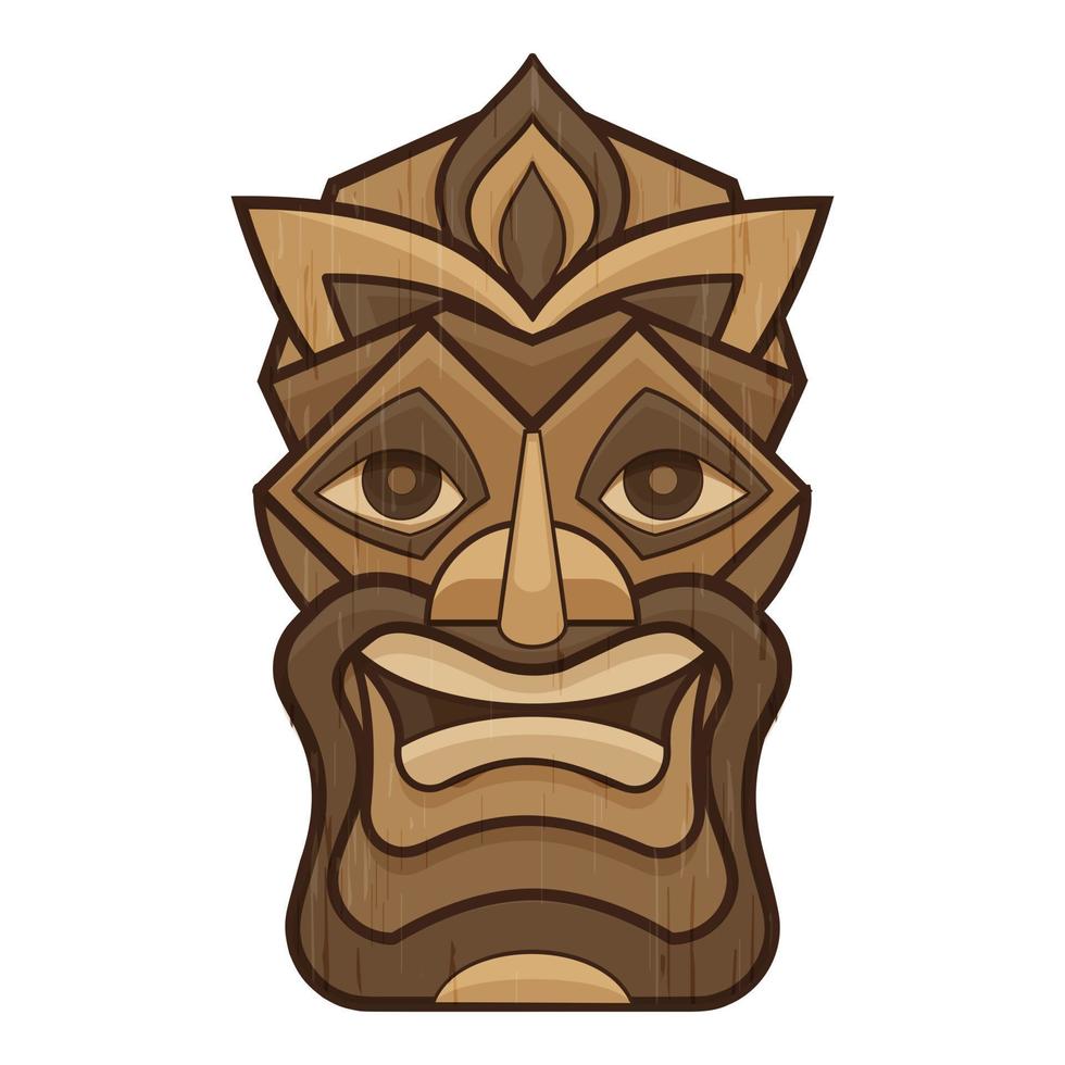 Happy tiki idol icon, cartoon style vector