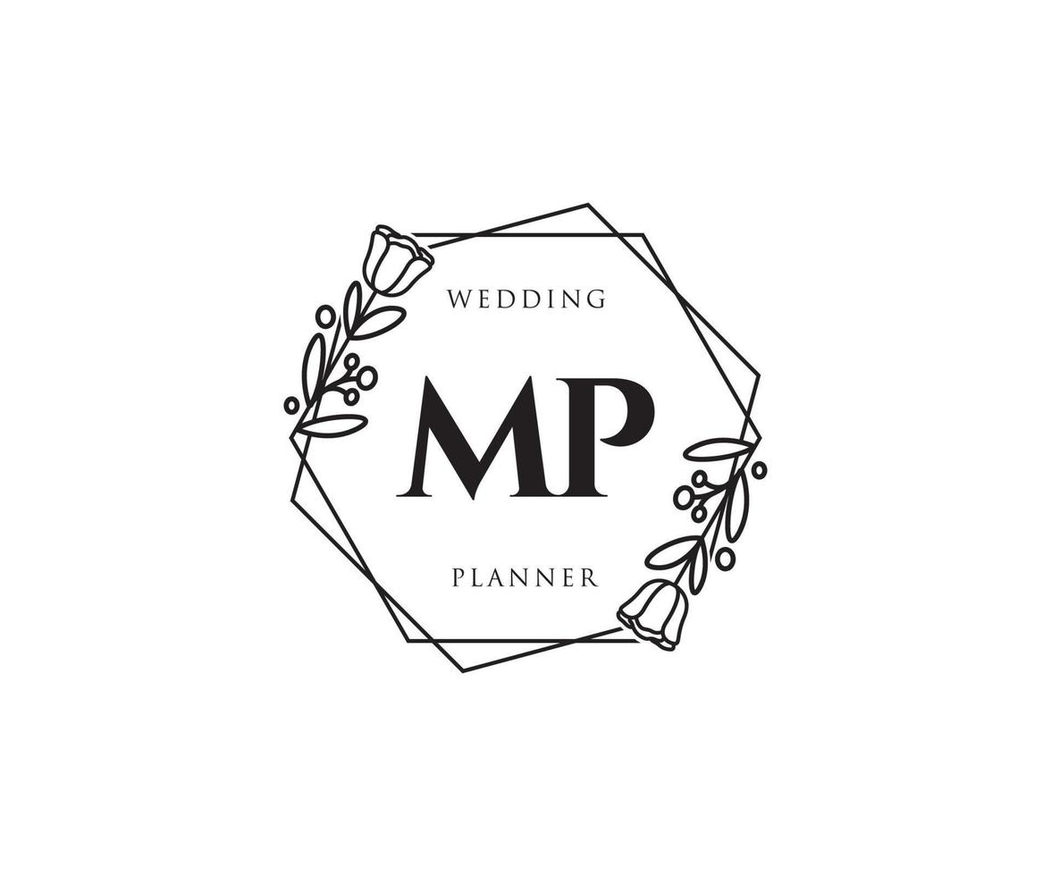 Initial MP feminine logo. Usable for Nature, Salon, Spa, Cosmetic and Beauty Logos. Flat Vector Logo Design Template Element.