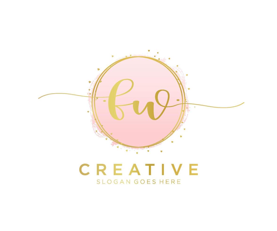 Initial FW feminine logo. Usable for Nature, Salon, Spa, Cosmetic and Beauty Logos. Flat Vector Logo Design Template Element.