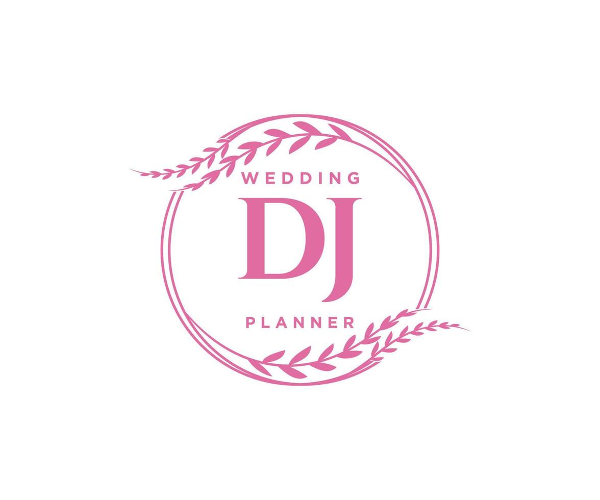 DJ Initials letter Wedding monogram logos collection, hand drawn modern minimalistic and floral templates for Invitation cards, Save the Date, elegant identity for restaurant, boutique, cafe in vector