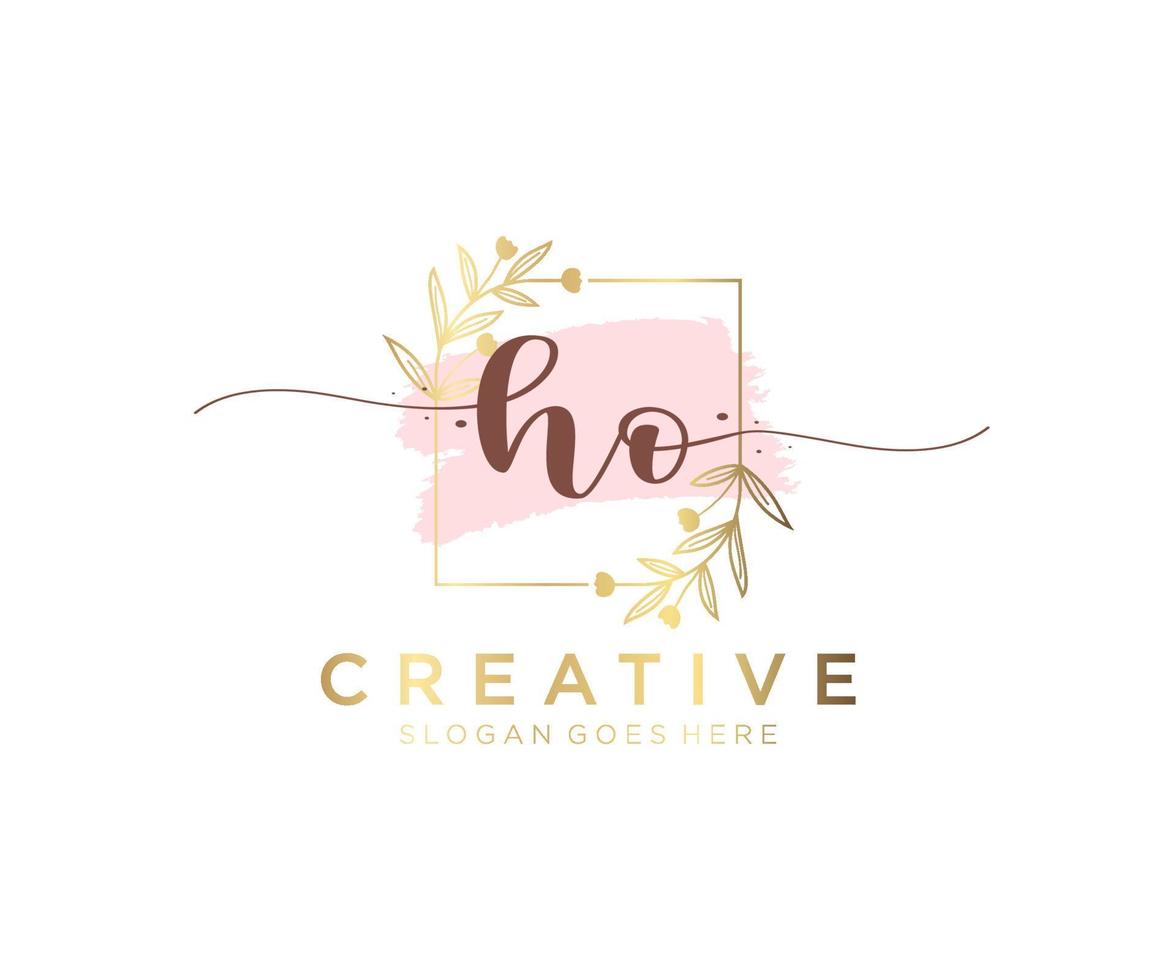 Initial HO feminine logo. Usable for Nature, Salon, Spa, Cosmetic and Beauty Logos. Flat Vector Logo Design Template Element.