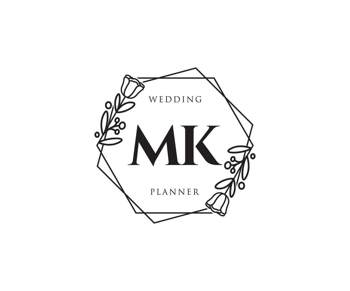 Initial MK feminine logo. Usable for Nature, Salon, Spa, Cosmetic and Beauty Logos. Flat Vector Logo Design Template Element.