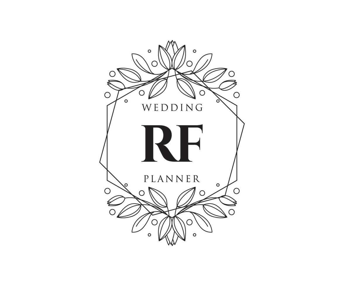 RF Initials letter Wedding monogram logos collection, hand drawn modern minimalistic and floral templates for Invitation cards, Save the Date, elegant identity for restaurant, boutique, cafe in vector