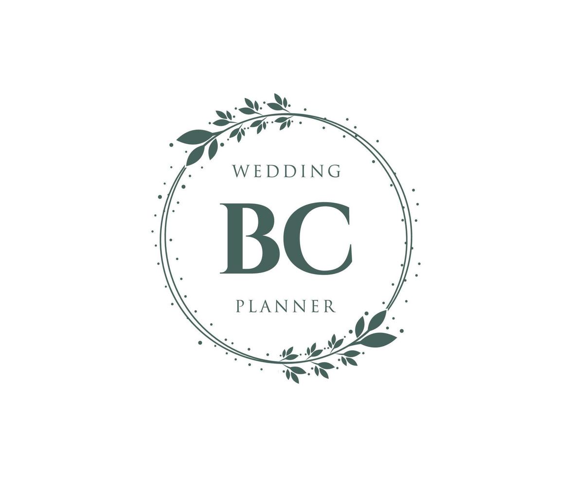 BC Initials letter Wedding monogram logos collection, hand drawn modern minimalistic and floral templates for Invitation cards, Save the Date, elegant identity for restaurant, boutique, cafe in vector