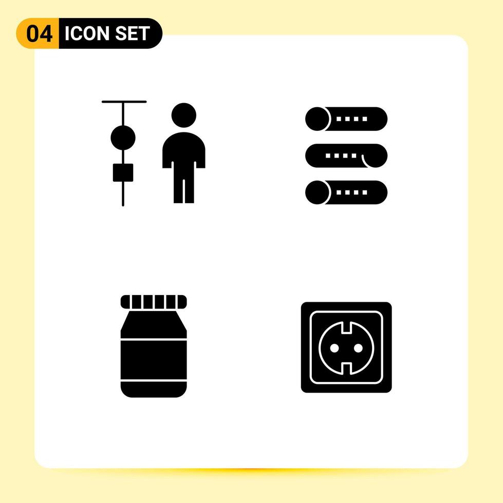 4 Solid Glyph concept for Websites Mobile and Apps business bottle corporate management device electrical Editable Vector Design Elements