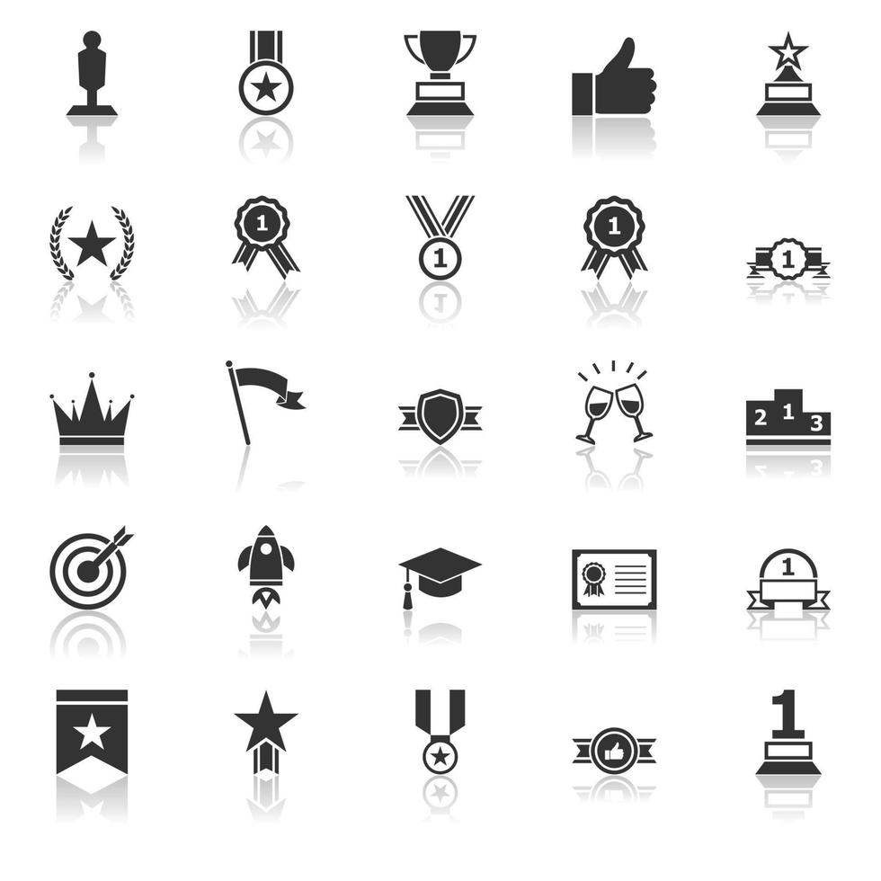 Success icons with reflect on white background vector