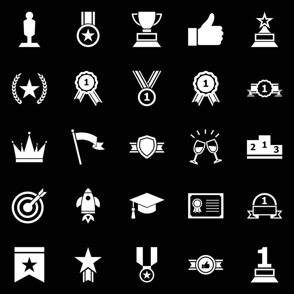 iconos de éxito sobre fondo negro vector