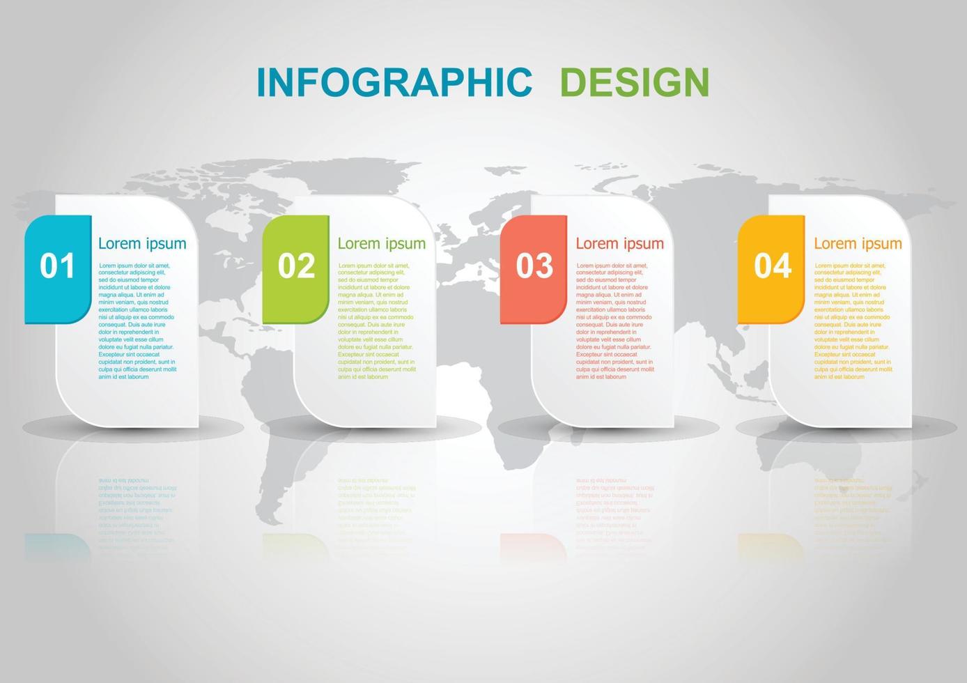 plantilla de diseño infográfico con reflexión sobre fondo gris vector