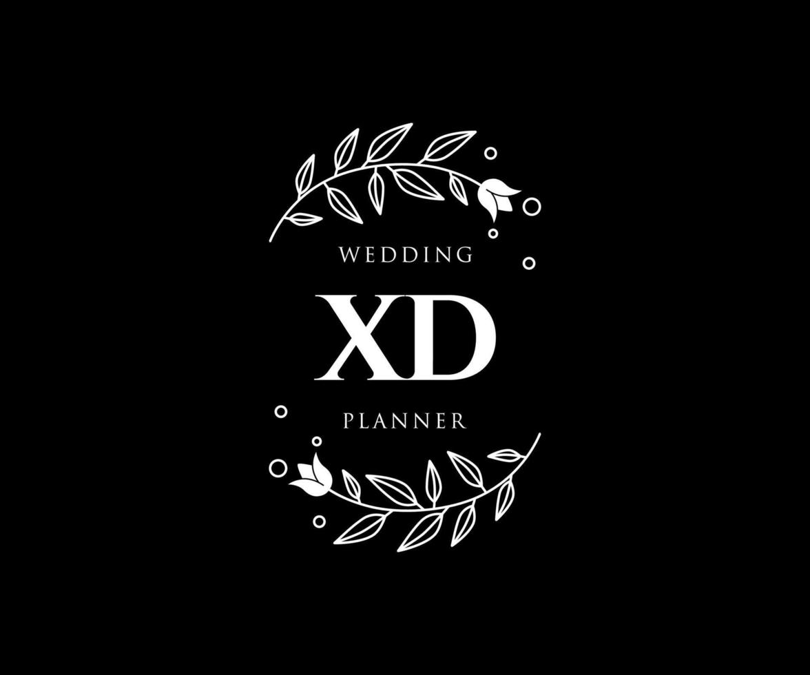 XD Initials letter Wedding monogram logos collection, hand drawn modern minimalistic and floral templates for Invitation cards, Save the Date, elegant identity for restaurant, boutique, cafe in vector