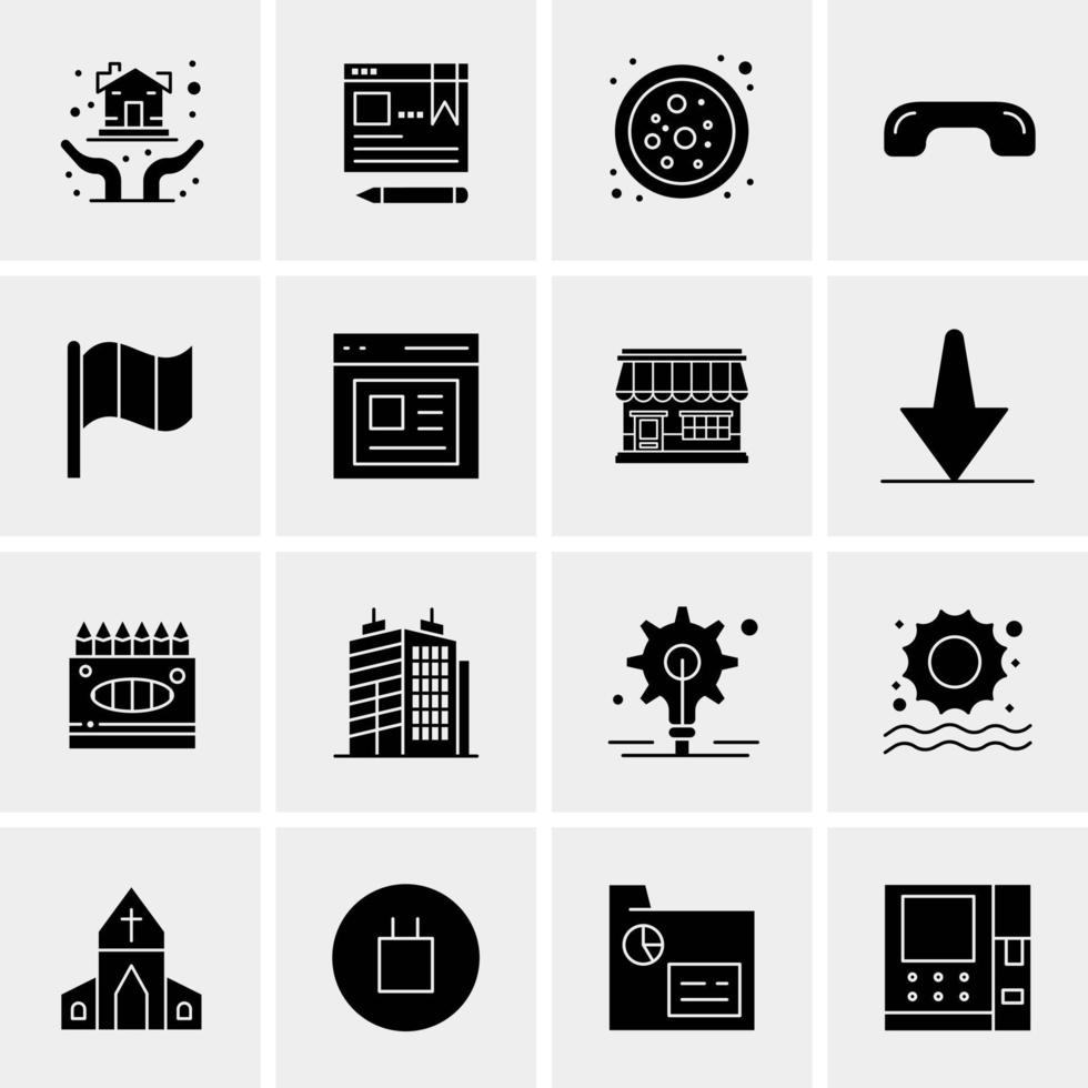 16 iconos de negocios universales vector ilustración de icono creativo para usar en proyectos relacionados con la web y dispositivos móviles