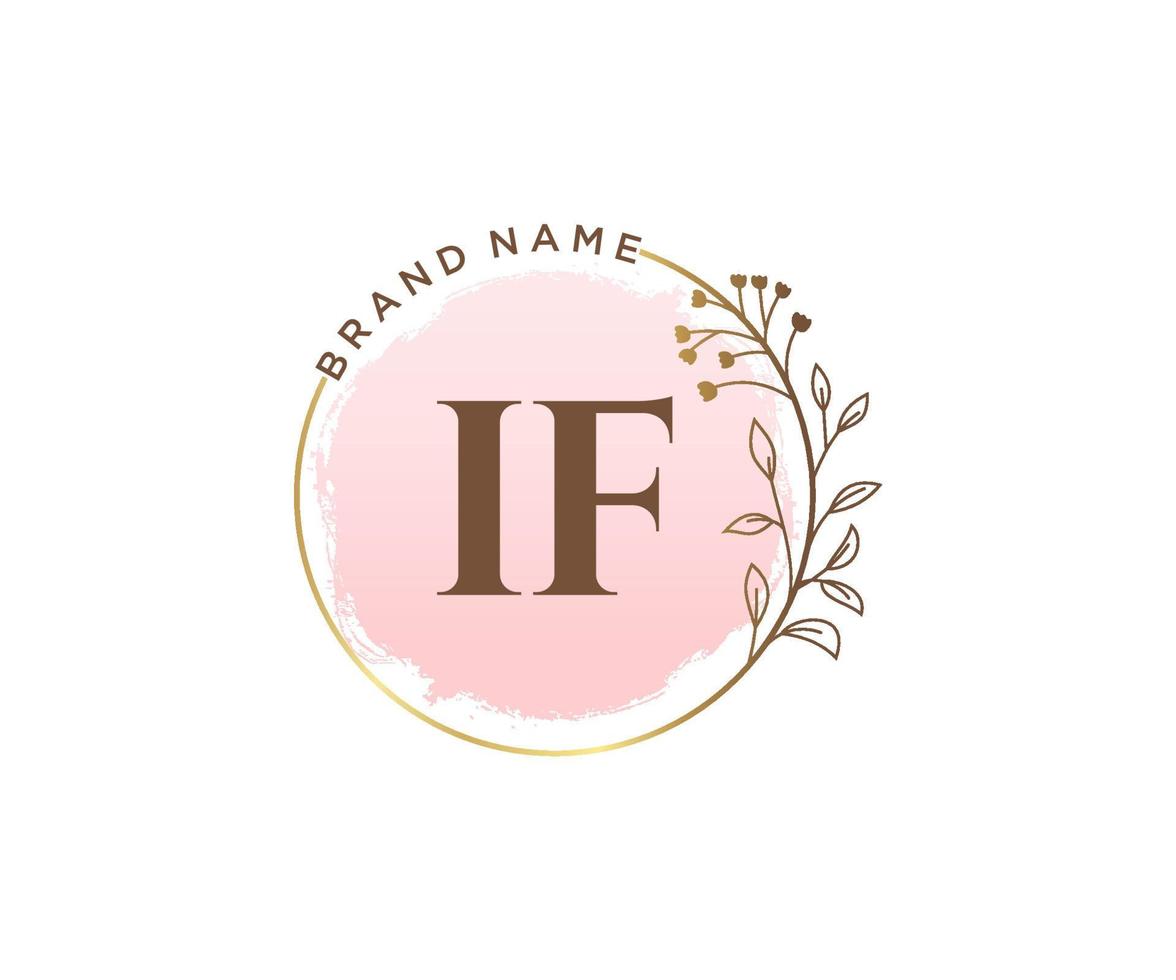 Initial IF feminine logo. Usable for Nature, Salon, Spa, Cosmetic and Beauty Logos. Flat Vector Logo Design Template Element.