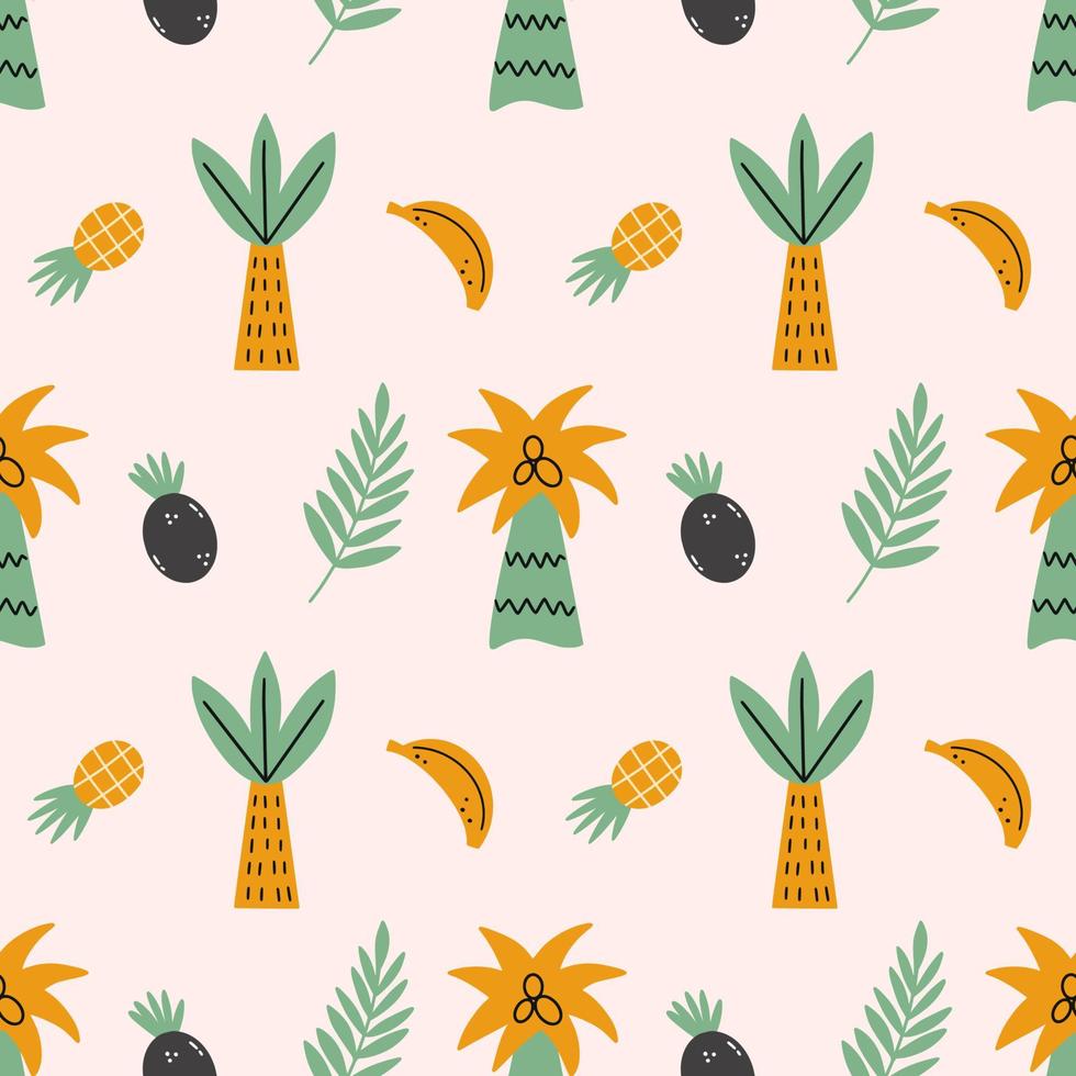 Palm and coconut. African seamless pattern. Printing on fabric and wrapping paper. Background to nursery. vector