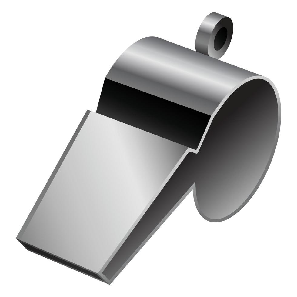 Metal whistle mockup, realistic style vector