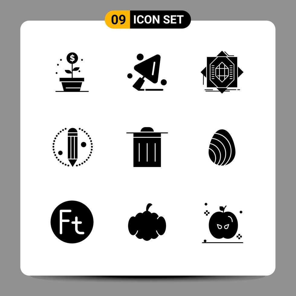 9 Creative Icons Modern Signs and Symbols of ui basic core pencil creative Editable Vector Design Elements