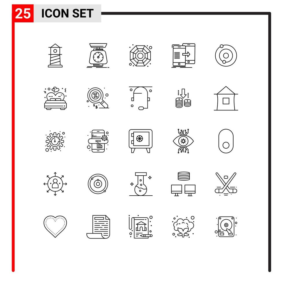 Universal Icon Symbols Group of 25 Modern Lines of system syncing china synchronization sharing Editable Vector Design Elements