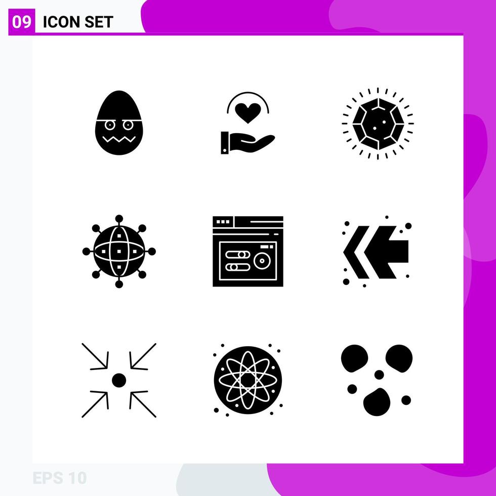 Solid Icon set Pack of 9 Glyph Icons isolated on White Background for Web Print and Mobile Creative Black Icon vector background