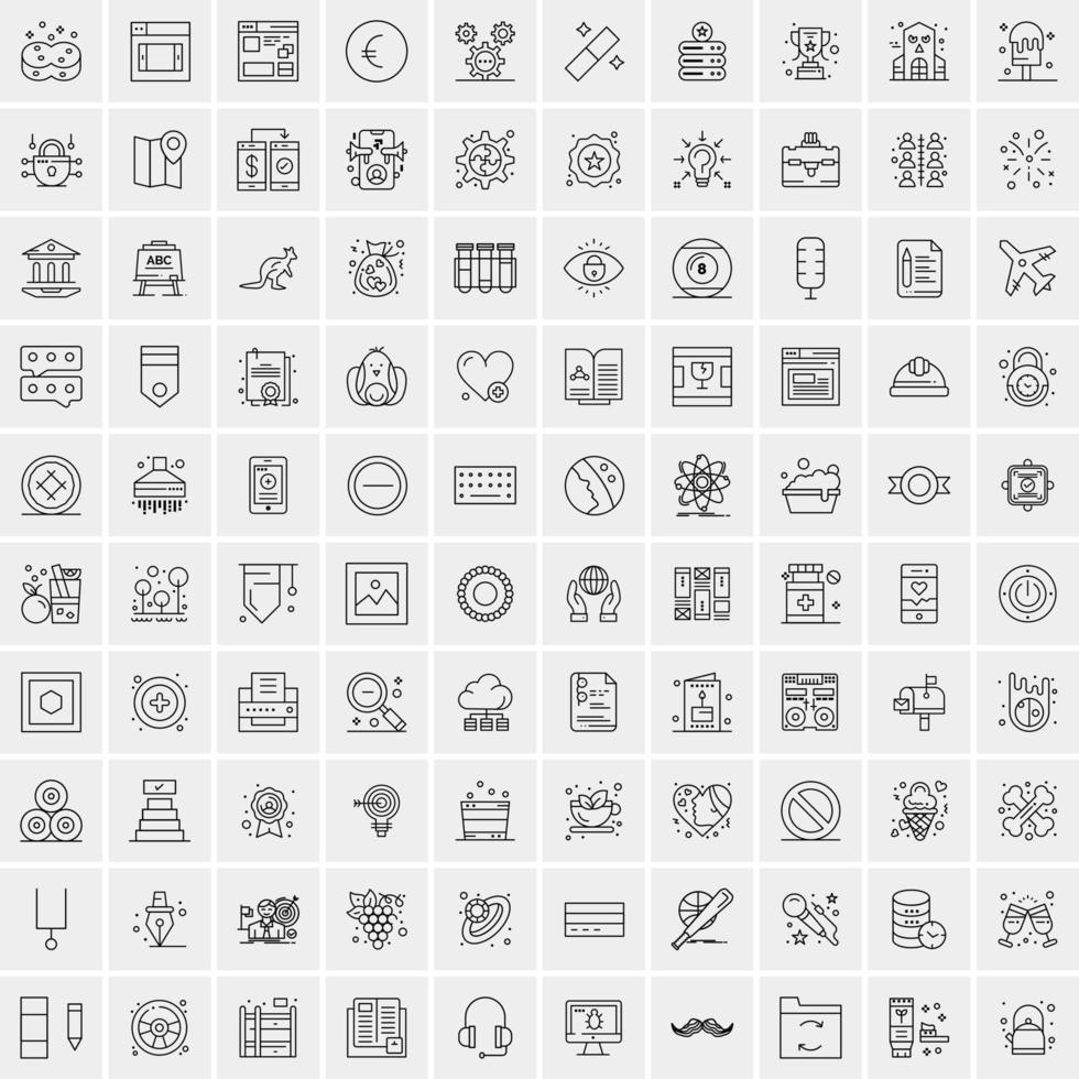 Pack of 100 Universal Line Icons for Mobile and Web vector