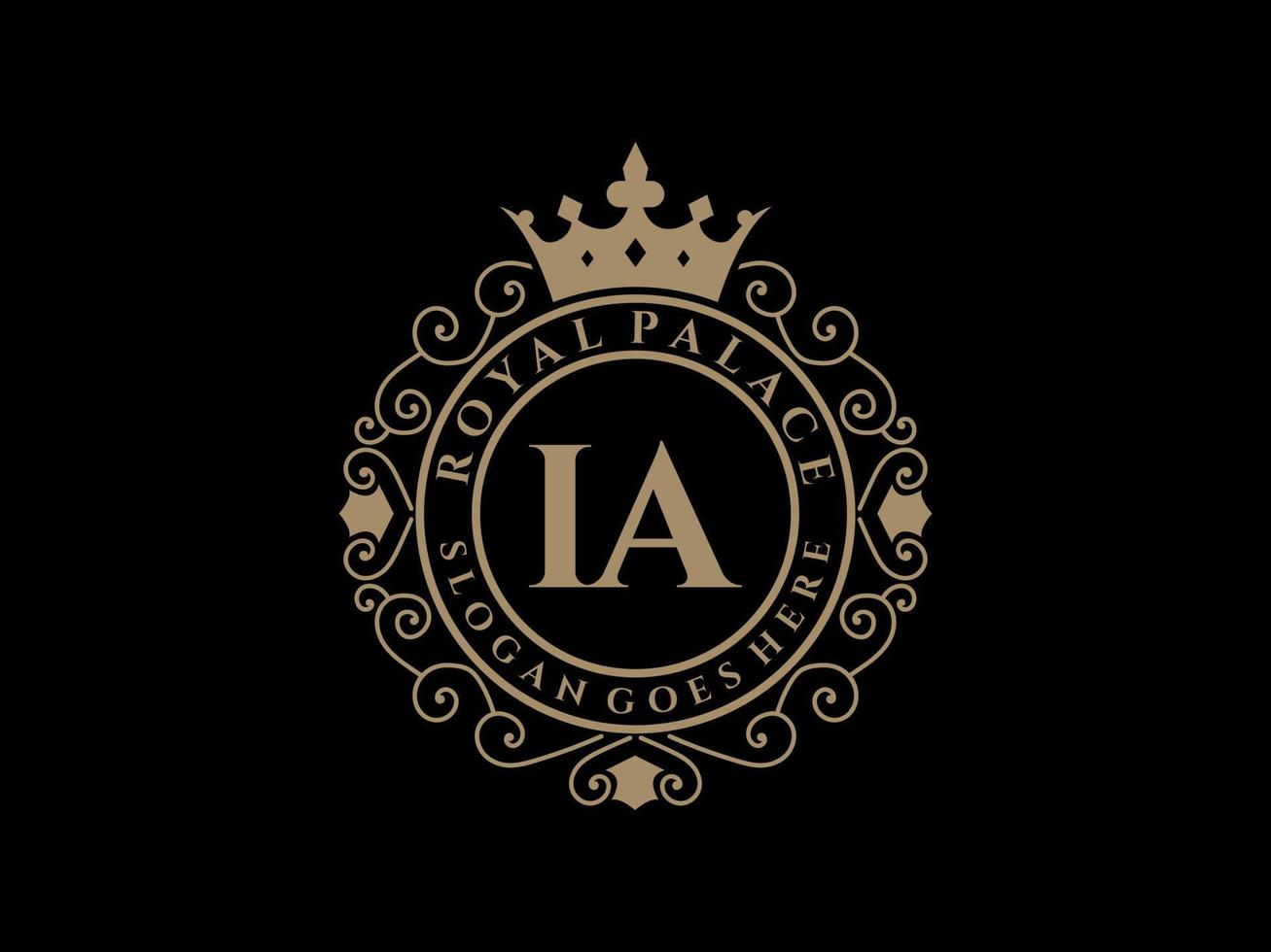 Letter IA Antique royal luxury victorian logo with ornamental frame. vector