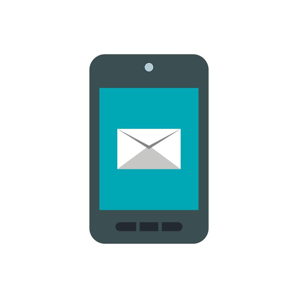 Writing e-mail on phone icon, flat style vector