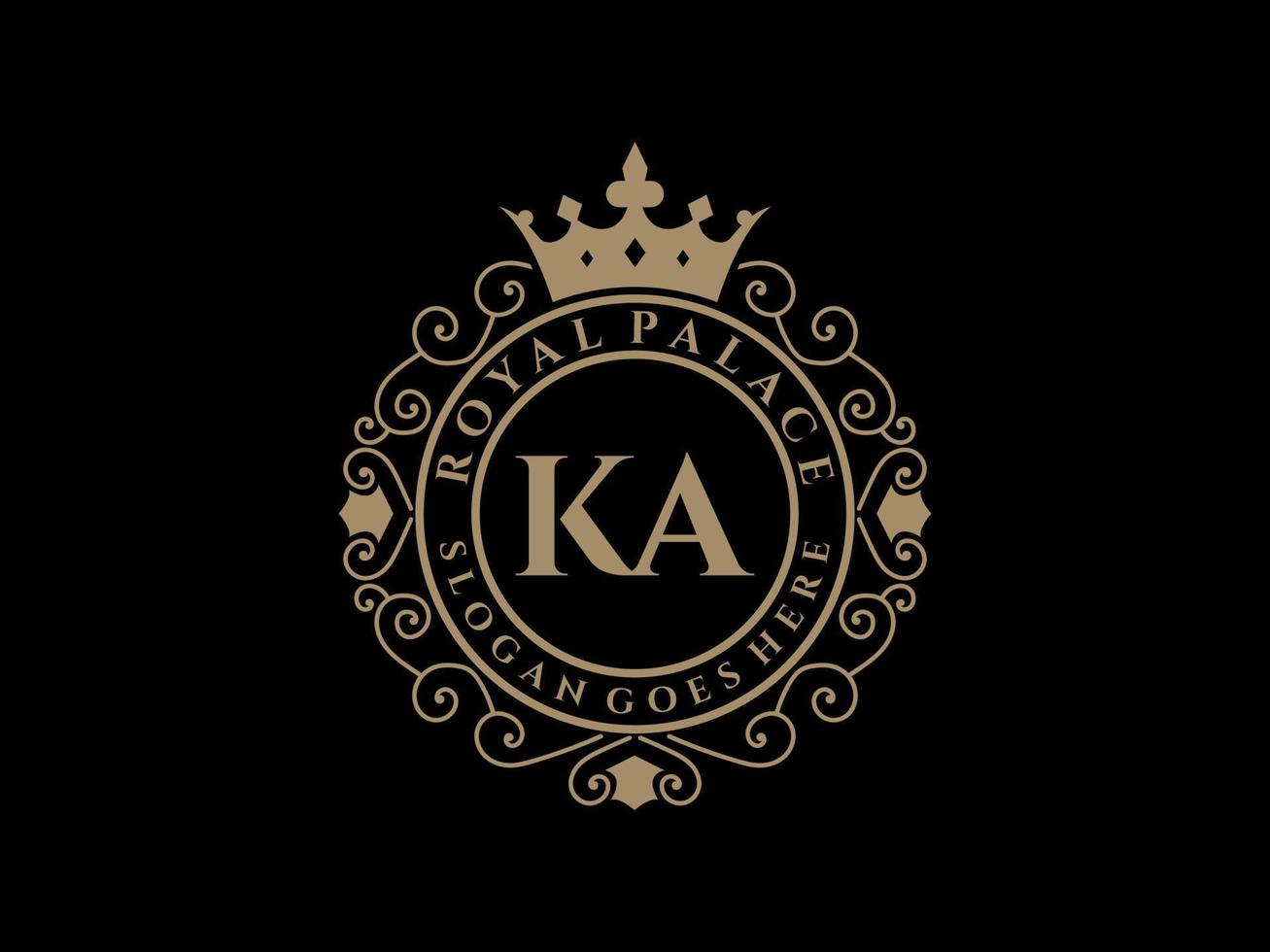 Letter KA Antique royal luxury victorian logo with ornamental frame