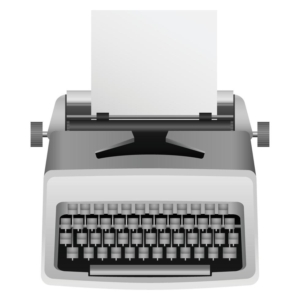 maqueta de máquina de escribir blanca, estilo realista vector