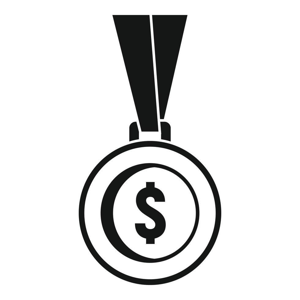 Gold dollar medal icon, simple style vector