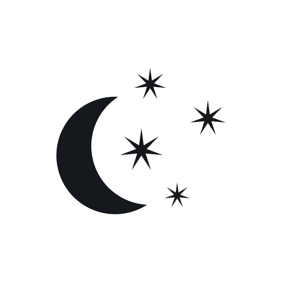 Moon and stars icon, simple style vector