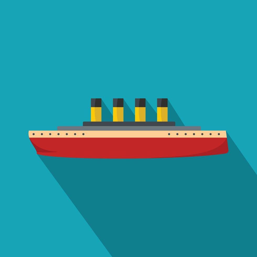 barco, retro, icono, plano, estilo vector