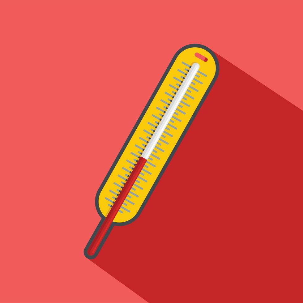 Mercury thermometer icon, flat style vector