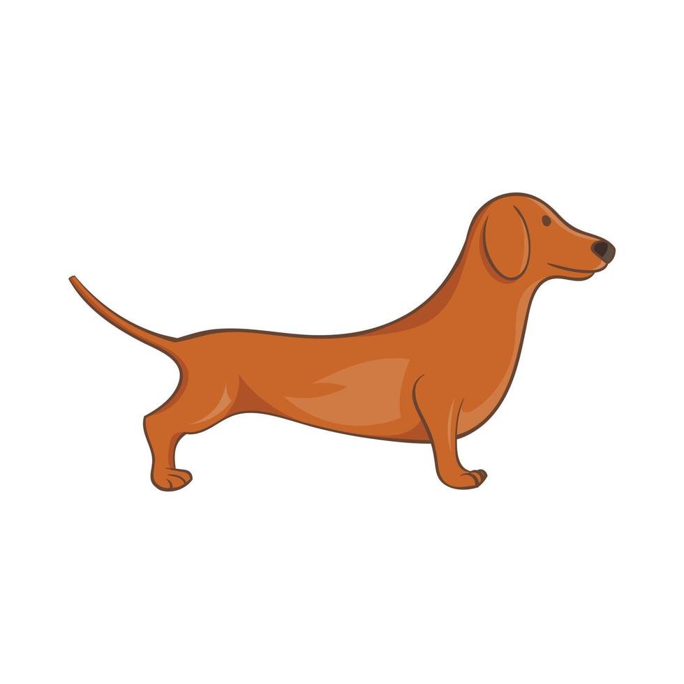 Brown dachshund dog icon, cartoon style vector