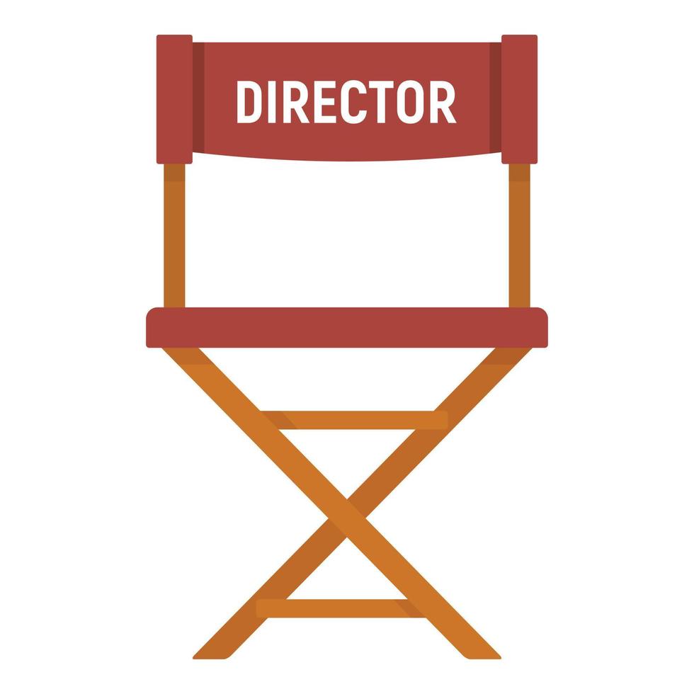 Director wood chair icon, flat style vector