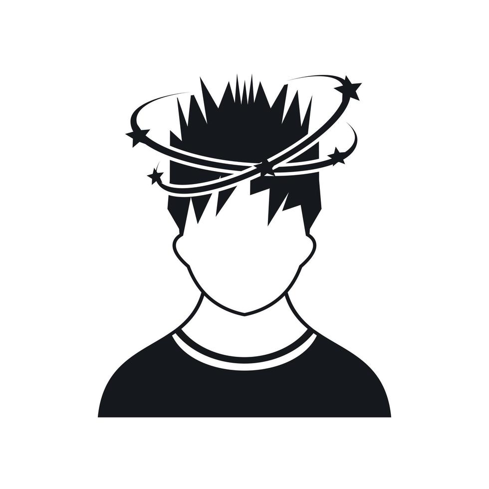 Man with dizziness icon, simple style vector