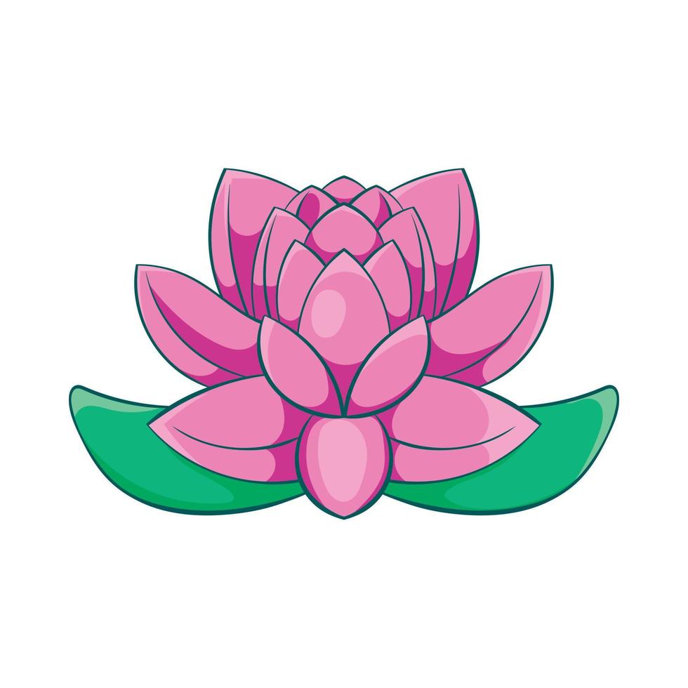 Pink lotus flower icon, cartoon style vector