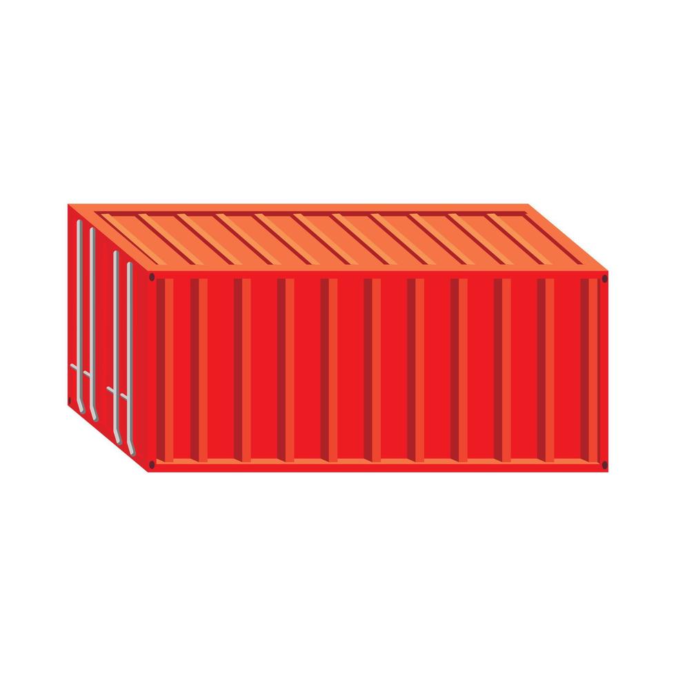 icono de contenedor de carga rojo, estilo de dibujos animados vector