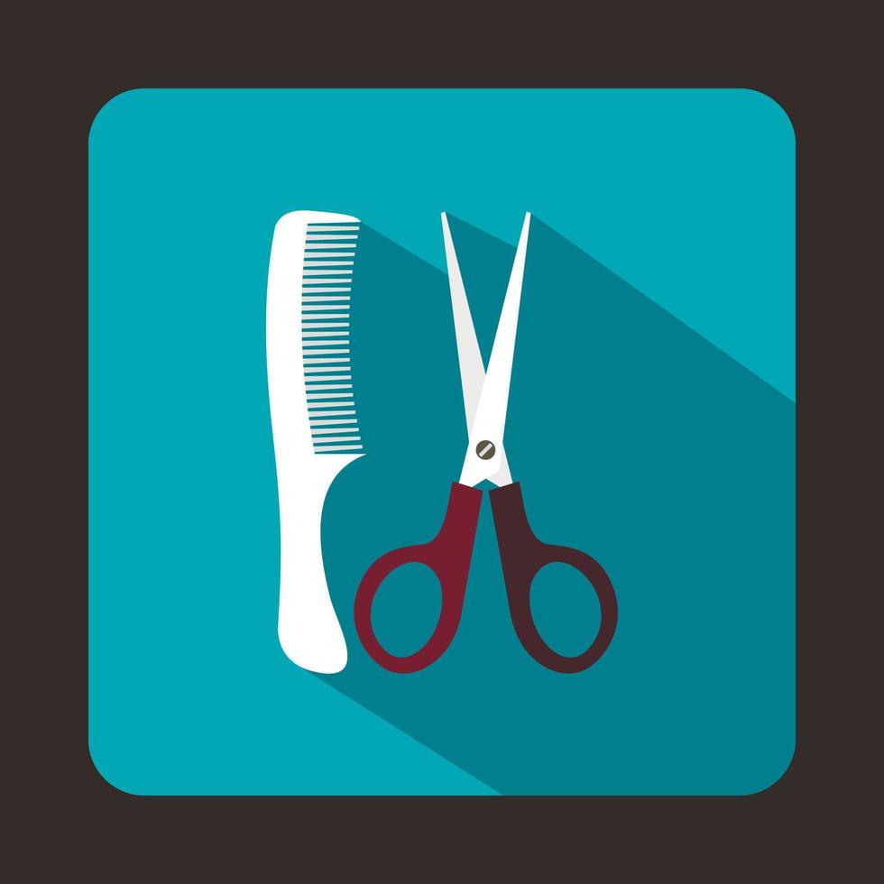 Scissors and comb icon, flat style vector