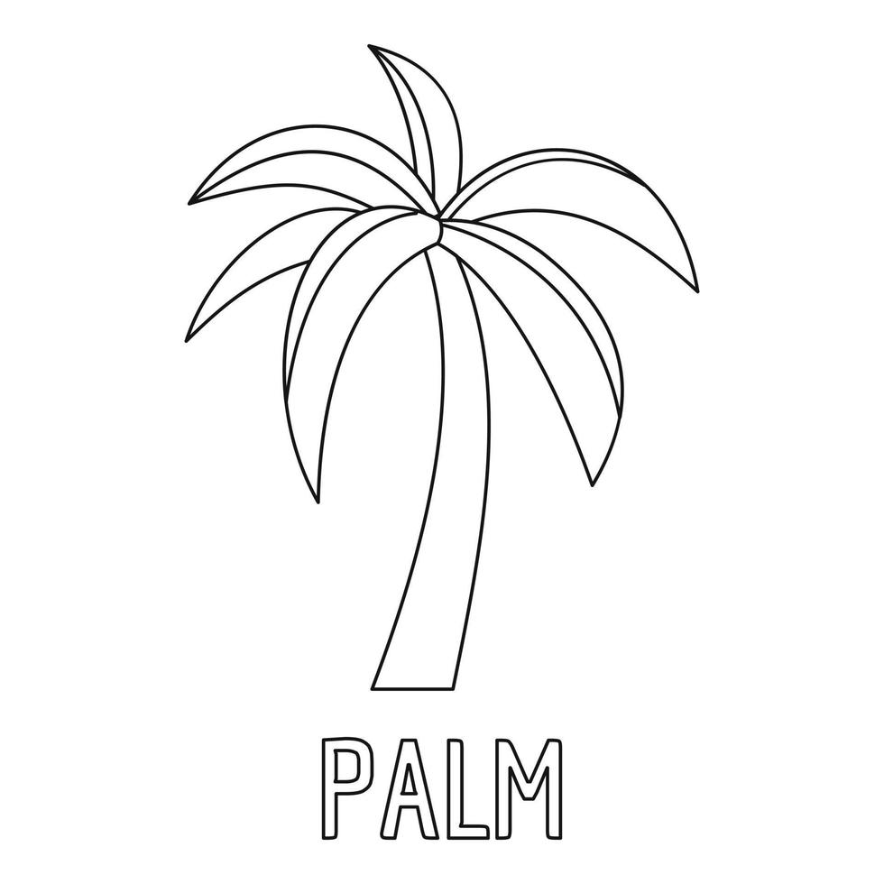 Palm tree icon, outline style. vector