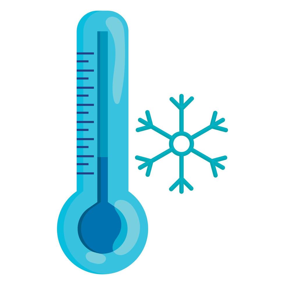 Frozen thermometer and snowflake icon vector