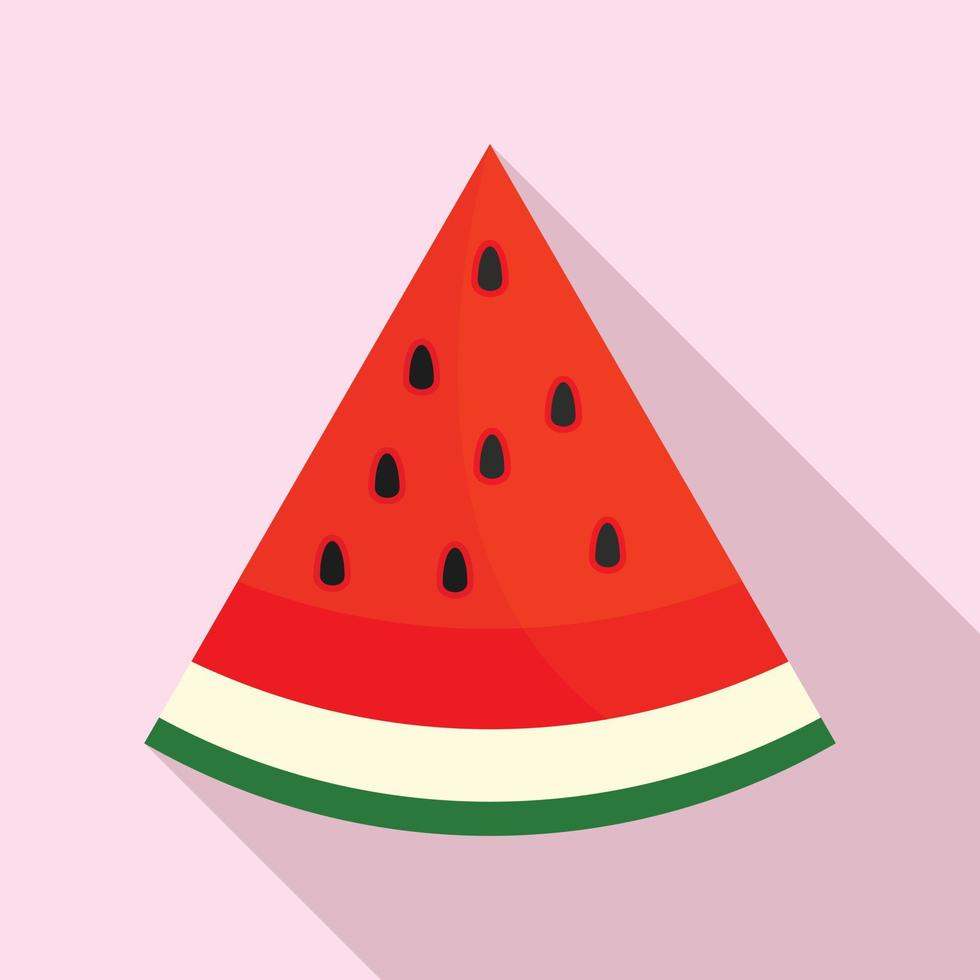 Seed watermelon slice icon, flat style vector